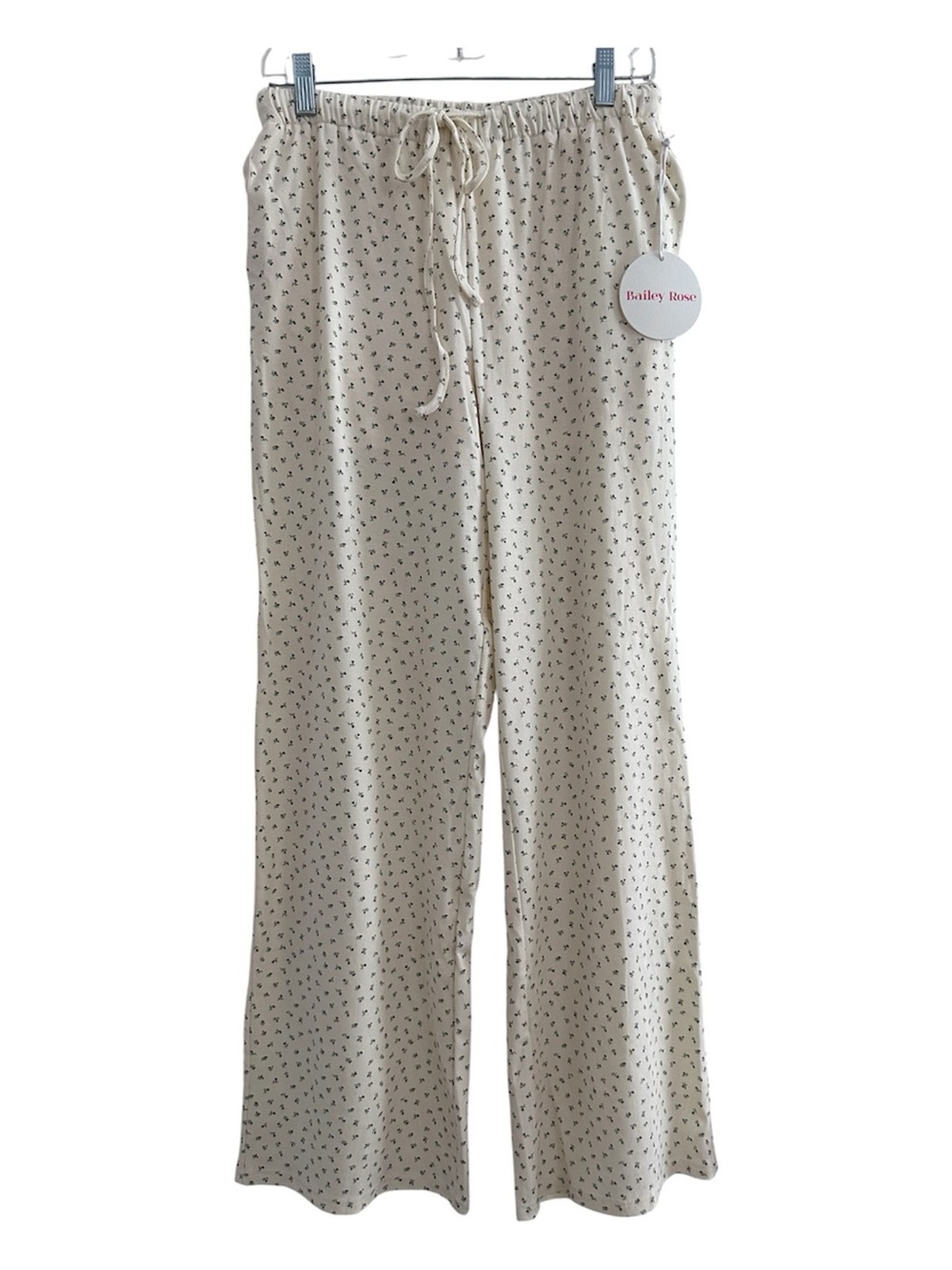 Bailey Rose Wide-Leg Cream Floral Printed Pants.